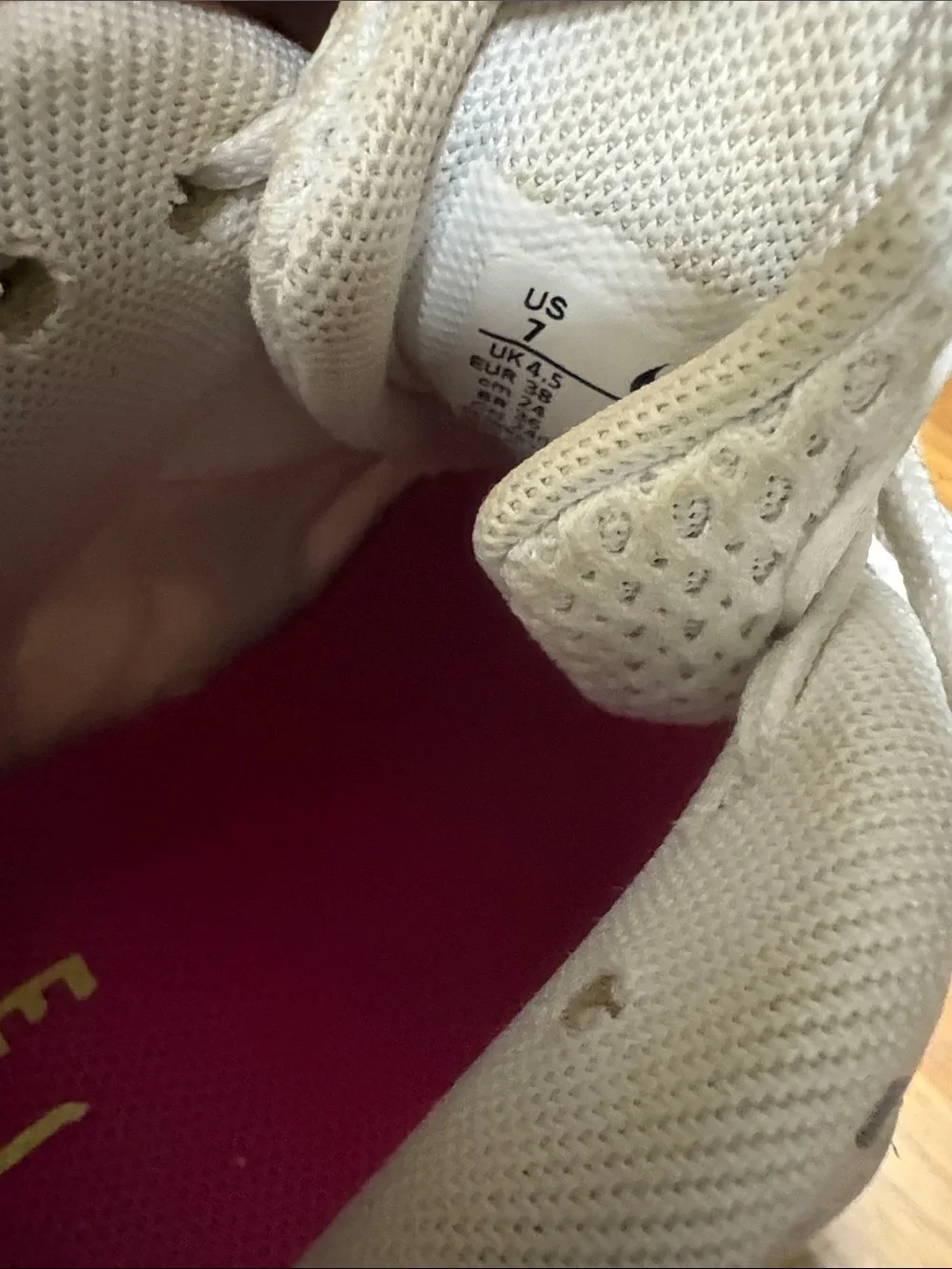 Nike Women's Beige Sneakers with Neon Yellow & Hot Pink Accents